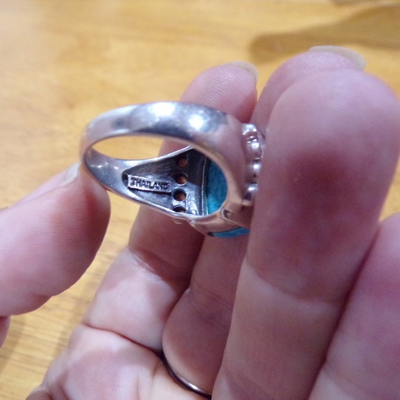 Statement Turquoise ring size 10-11 Silver 825 WOW - Picture 5 of 8